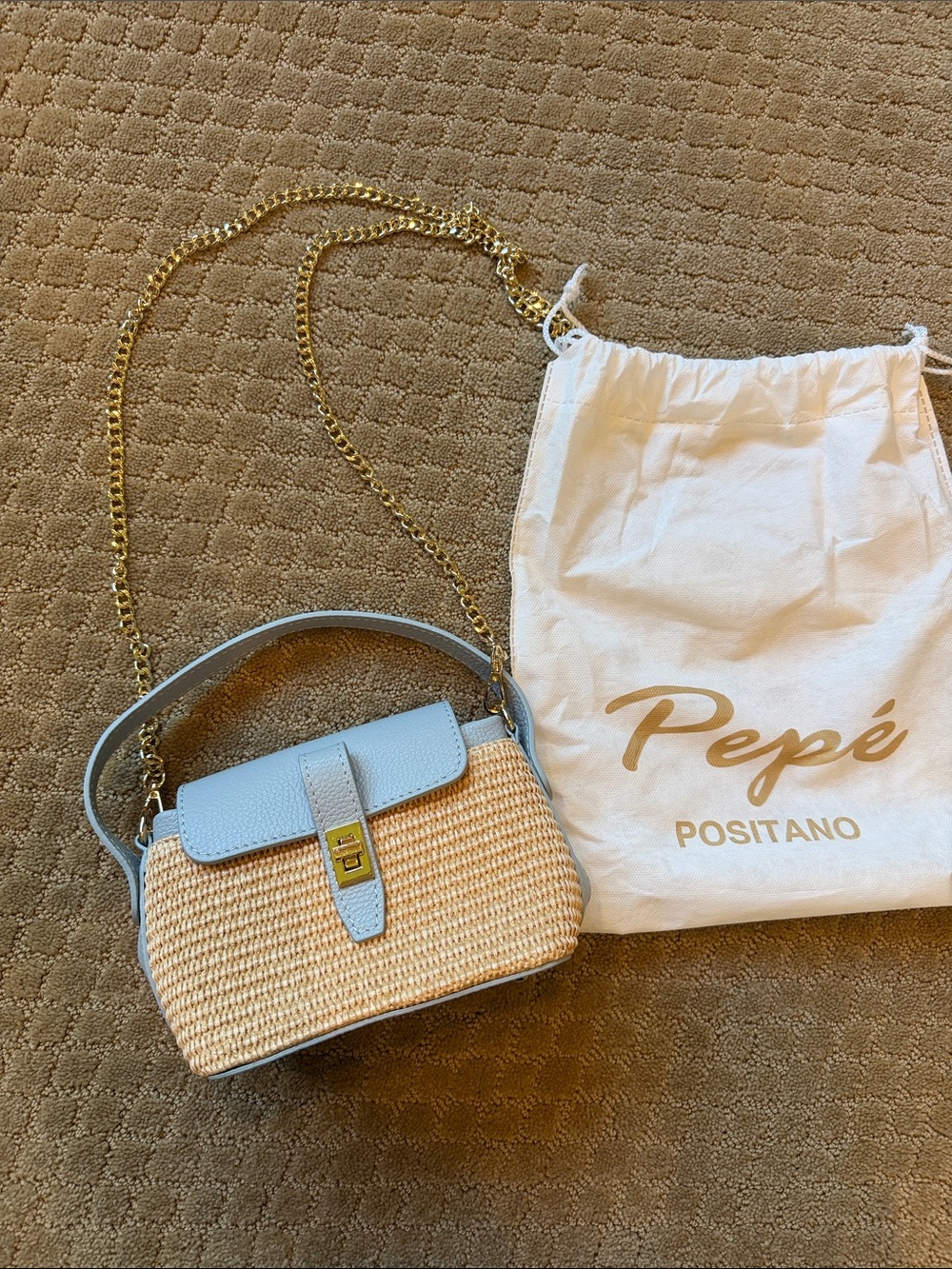 Blue Straw Crossbody Bag NWOT